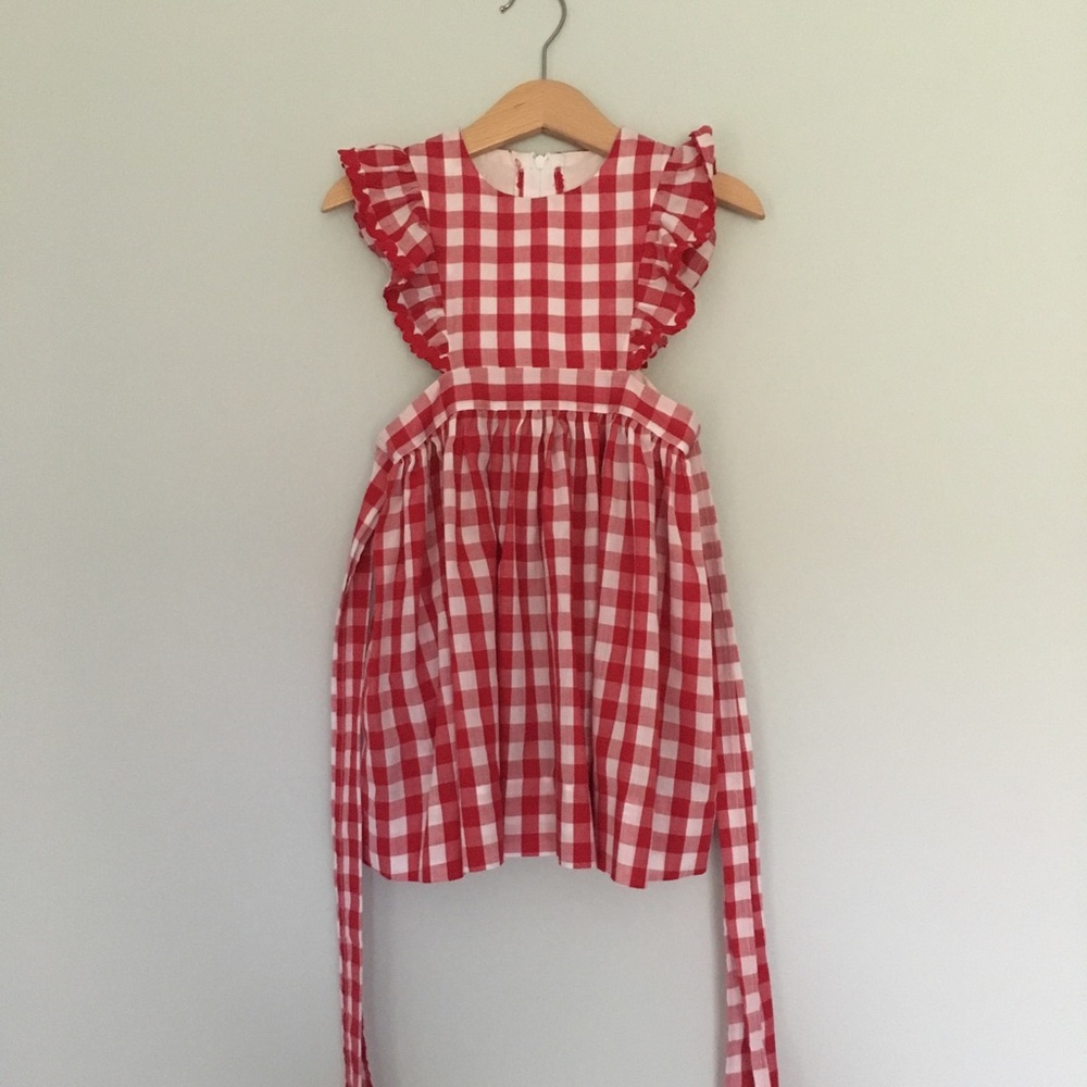 Little red Costume/red gingham pinafore